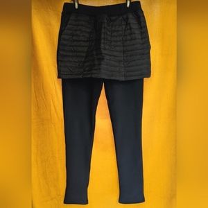 Black fleece leggings with attached quilted mini skirt (like new)
